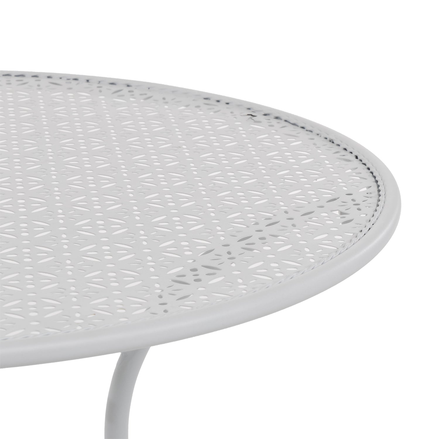 VESTIAMO CASA GIARDINO - Set giardino Bistrot tavolo rotondo 60 cm e 2 sedie pieghevoli in metallo Bianco Stile Liberty